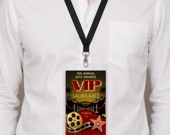 Hollywood VIP Pass Template, Movie Premiere Party Decor, Awards Show Ticket, Movie Mitzvah, Red Carpet VIP