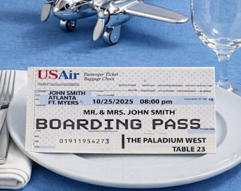 EditableBoarding Pass Retro Place Cards | Canva Template | Escort Cards | Table Decor & Invitations | Printable Party Decor