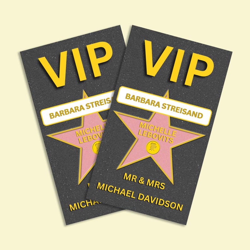 Hollywood VIP Pass, Editable Star Badge, Red Carpet Party Ticket ...