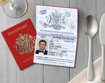 Spy ID, Spy Passport Escort Card Template, Secret Agent Place Card, Spy Theme Invite, Mitzvah Table Decor, Editable Passport, UK Passport