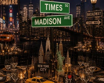 New York Street Sign, NYC Party Sign, Editable New York City Event Decor, NYC Centerpiece, Manhattan Theme Party, Wall Art