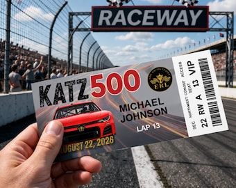 Editable Race Ticket Template, NASCAR Party Invite, Racing Birthday (Digital Download)