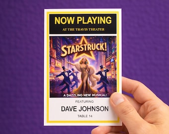 Editable Movie Theater Place Cards | Printable Party Invitations (Canva Template)