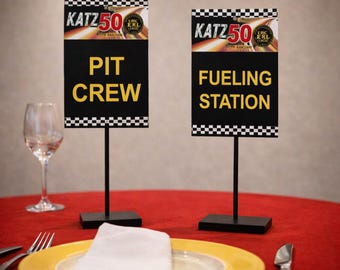 Editable Race Theme Table Signs, Racing Party Pit Crew Fueling Station Decor (Digital Download)