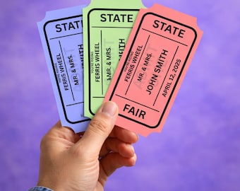 Admit One Ticket Place Cards, Carnival Escort Cards, Editable Circus Party Decor