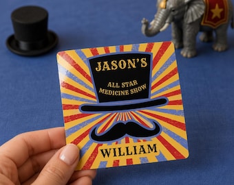 Carnival Escort Card Template, Circus Place Card, Medicine Show Table Decor, Editable Mitzvah Escort Card, Side Show Card