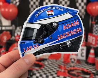 Race Helmet Place Cards, Editable Racing Party Decor (Digital Download)
