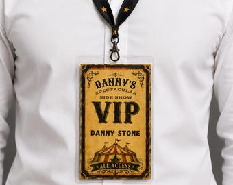 Vintage Circus VIP Pass Template, Carnival Mitzvah Decor, Sideshow Ticket (Digital Download)
