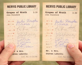 Vintage Library Card Name Place Cards, Editable Canva Template, Library Theme Decor (Digital Download)