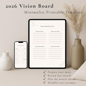 2026 Vision Board Printable – Minimalist Goal Setting Template
