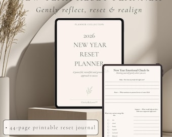 New Year Reset Planner — A Gentle Printable Journal for Reflection, Intentions and Monthly Resets