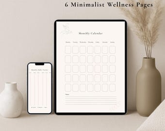 Minimalist Monthly Planner Printable | Undated Calendar, Goals & Habit Tracker | A4 Letter PDF | Instant Download