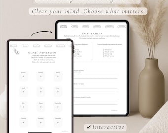Monthly Reset System | Calm, Structured Reset Planner | Hyperlinked & Printable PDF