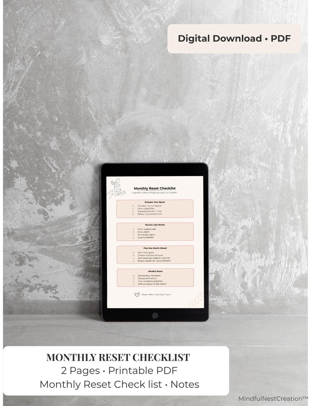 Def Reset Checklist.pdf Monthly Reset Checklist Printable | Self-care Worksheet • Minimalist ...