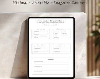 2026 Financial Reset Monthly Overview - Savings & Investing Tracker (Printable)