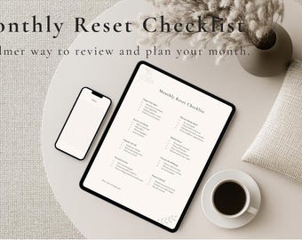 Månatlig checklista för återställning | Lugn och minimalistisk månadsplaneringssida