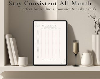 Minimalist Monthly Habit Tracker Printable | Self-Care & Wellness Tracker | A4 Letter + PDF