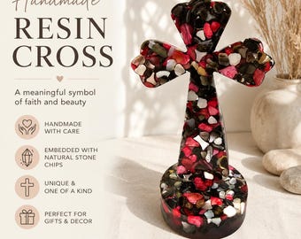 Handcrafted resin and stone crosses. Perfect for gifts, memorials, or décor. Each piece is one-of-a-kind and made with care.