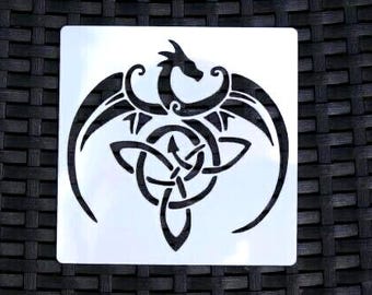 Celtic Dragon Reusable Stencil (5x5 - 11x11 inch) - Walls, DIY Crafts, Fantasy Art, Home Decor