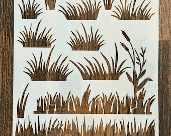 Grass Varieties Reusable Stencil (8.5x11 inch) for Walls, Woodland Nursery DIY Home Decor Template