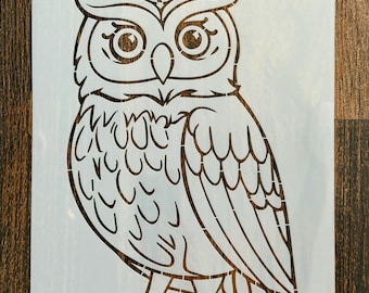 Owl Reusable Stencil (8.5x11 inch) for Walls, Woodland Kids Room DIY Rustic Decor Template