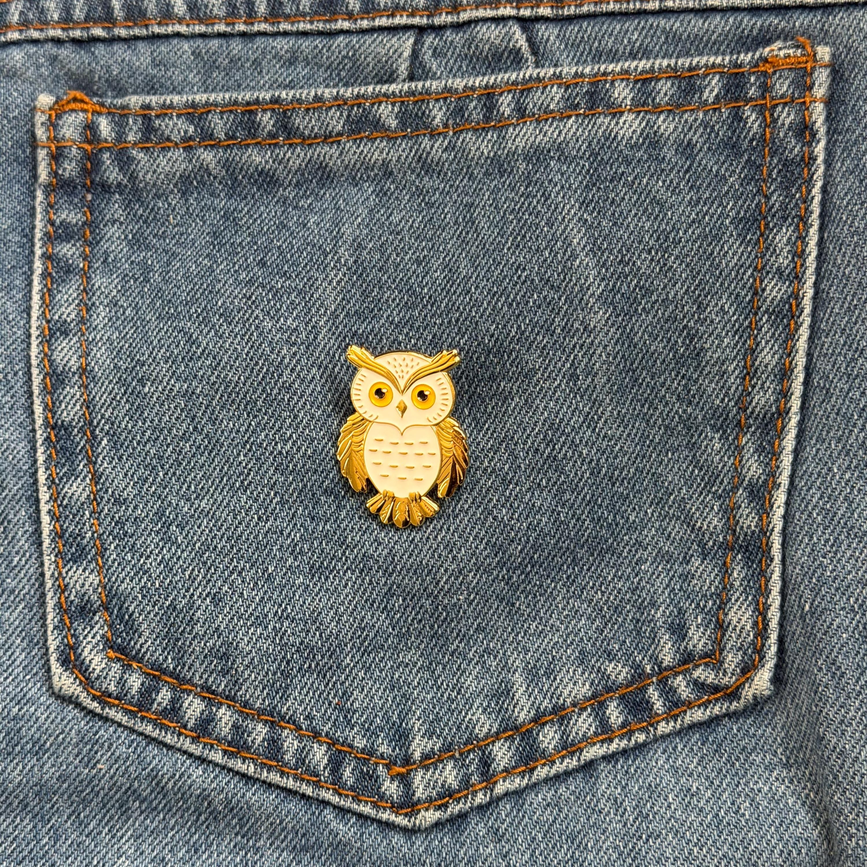 Owl Pin Enamel Style Bird Lapel Brooch Wildlife Applique