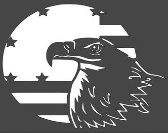 Eagle with American Flag Reusable Stencil (5x5 - 11x11 inch) - DIY Crafts, Painting, Wall Art