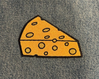 Cheese Slice Iron On Patch - Embroidered Food Applique Jacket Backpack Hat Badge