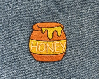 Honey Jar Patch Iron On Sew On Embroidered Small Food Applique
