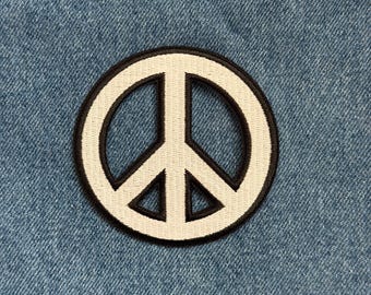 Classic Peace Symbol Embroidered Patch Iron Sew Retro Boho Applique