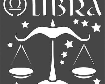 Libra Zodiac Reusable Stencil (5x5 - 11x11 inch) - DIY Crafts, Painting, Wall Art, Astrology Decor