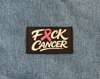 F*ck Cancer Patch Iron On Sew On Embroidered Awareness Quote Applique