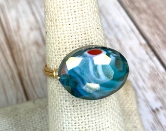 Teal Glass Ring