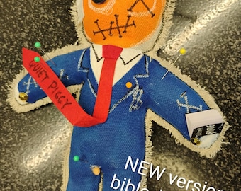 Handmade anti Trump Voodoo Dammit Doll with pins. Political Satire.