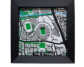 Mapa impreso en 3D del estadio Manchester City/Etihad, decoración para aficionados al fútbol