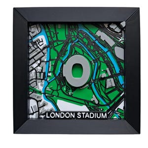 Mapa impreso en 3D del estadio West Ham United/Londres, decoración para aficionados al fútbol