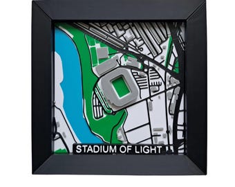 Mapa del estadio Sunderland/Estadio de la Luz impreso en 3D, decoración para aficionados al fútbol