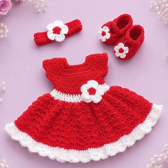 holiday dresses for infants Red Baby Girl Dress Baby Dress Christmas Baby Set Knit Red Infant Dress Christmas Baby Set Red Crochet Baby Dress Baby Girl Made from our soft