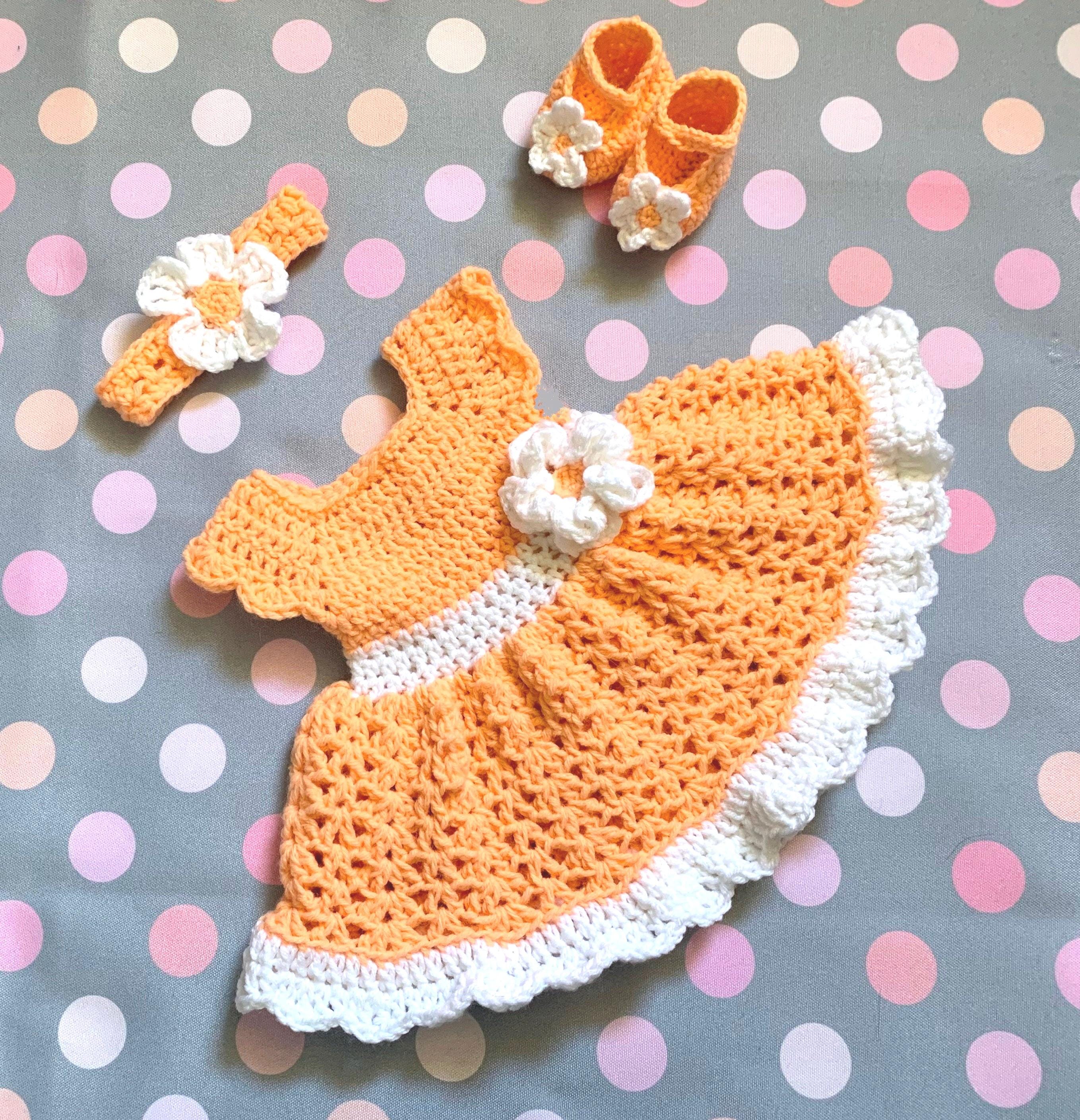 Baby Knit Dress Baby Dress Peach Crochet Baby Dress Set Newborn