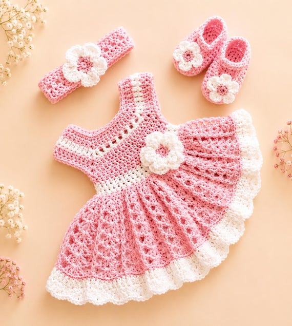 Light Pink Crochet Toddler Dress Set Newborn Baby Dress Baby girl Outfit infant Knit Dress and Headband Pink Baby Shower Gift Light Pink Crochet Toddler Dress Set Newborn Baby Dress Baby girl Outfit infant Knit Dress and Headband Pink Baby Shower Gift