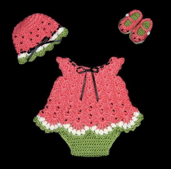 Watermelon Baby Girl Dress Set Newborn Baby Outfit Layette Set Knit B…