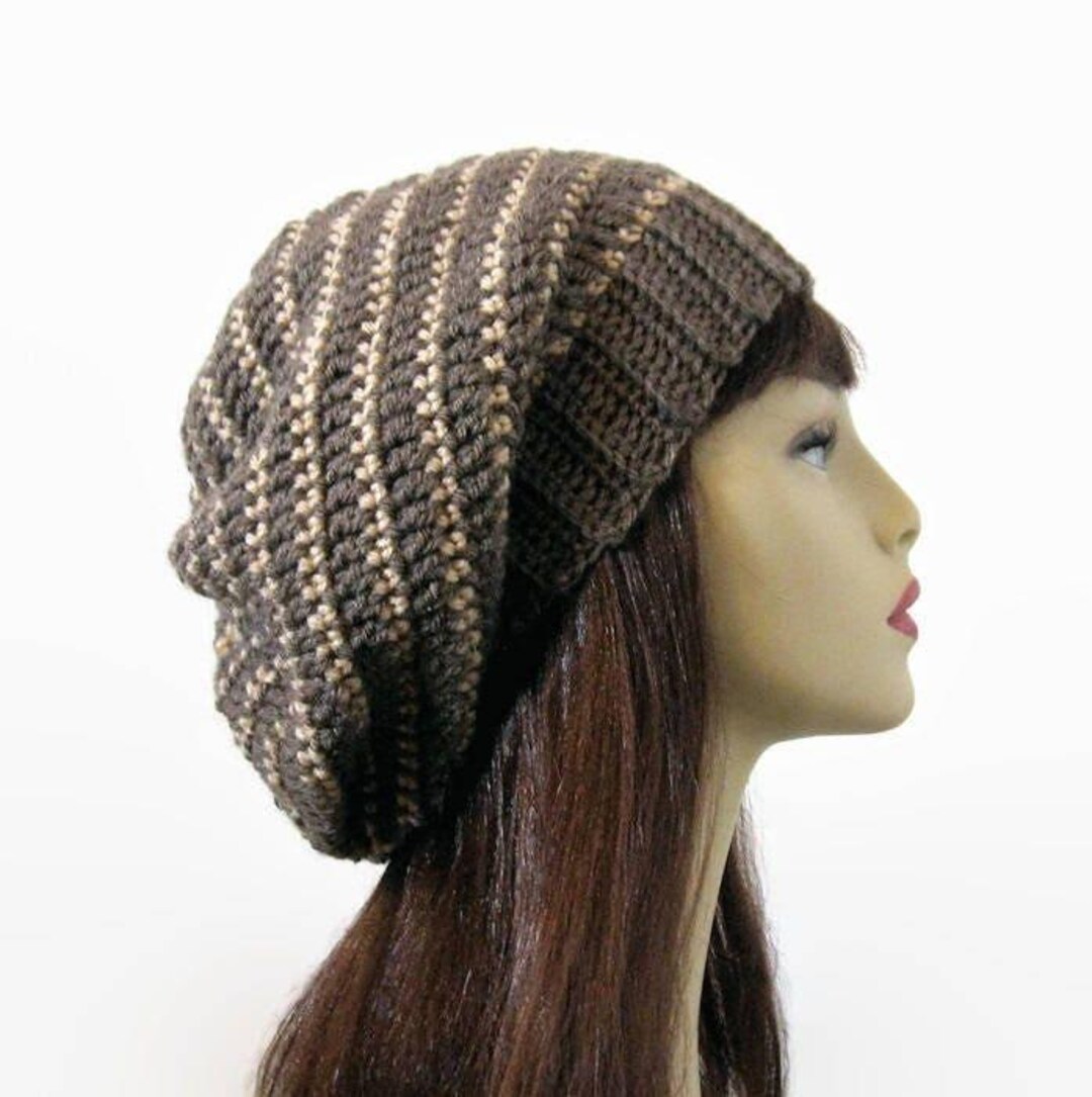 Handmade Knitted Beret Hat Boho Slouchy Beanie Taupe Brown Textured Boucle Taupe Beret - Etsy main image 4