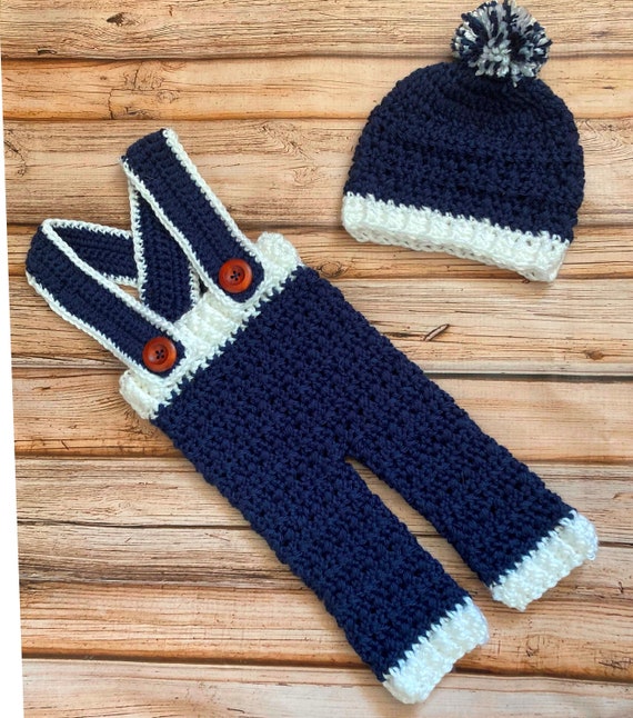 knit Baby Overalls Crochet Navy Baby Boy Blue and White Outfit Pink Baby  Girl Pants with Suspenders Blue Infant Pants with Suspenders