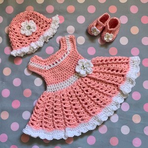 Gebreide babyjurk Gehaakte babyjurk babyjurk lichtroze set pasgeboren peuterjurk jurk babymeisje en muts en schoenen gehaakte babymeisje