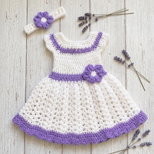 purple dress 0-3 months How to crochet a baby dress 0-3 months