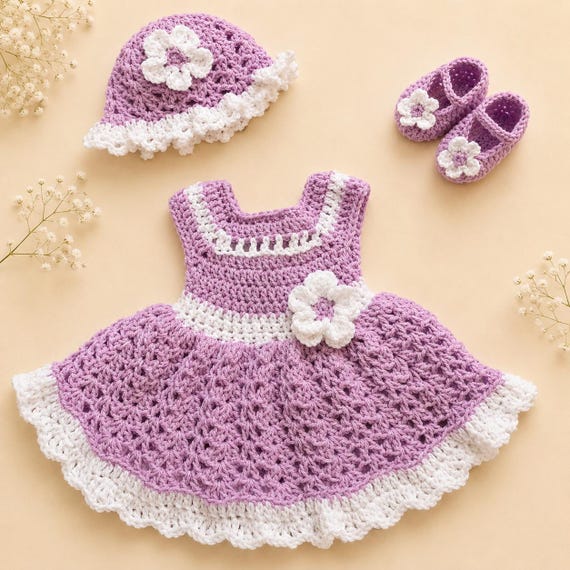 beaded crochet mini dress in lilac Purple Baby Baby Dress Set Newborn Toddler Dress Baby Girl Dress Set Baby Knit Dress and Hat and Shoes Baby Girl Dress 25 Hips queen anne Buy Friends Like These Color:Light Yellow