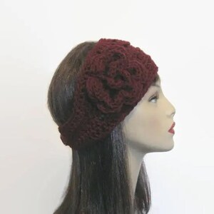 Burgundy Knitted Headband - Etsy display picture 2