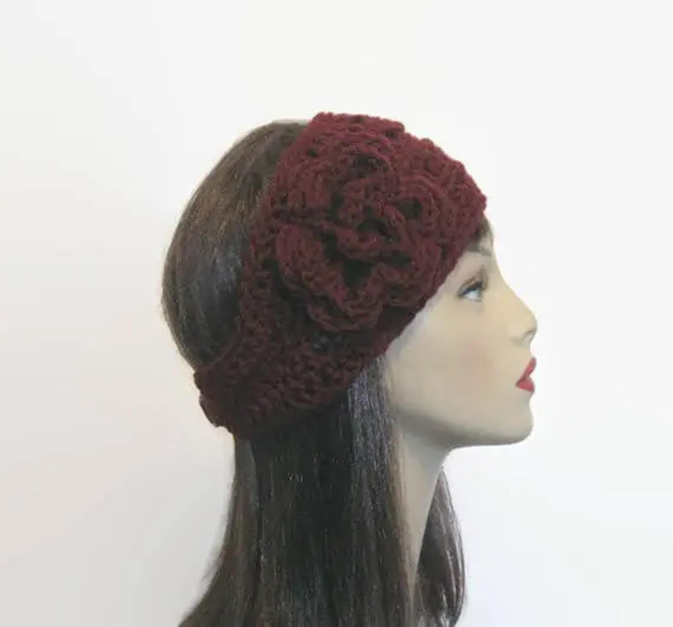 ROCKING KNIT Co. Handmade Burgundy Purple Knit Winter Boho Headband Ear Muff NEW 26 Free Knit Headband Patterns for Trendy Handmade Fashion main image 4