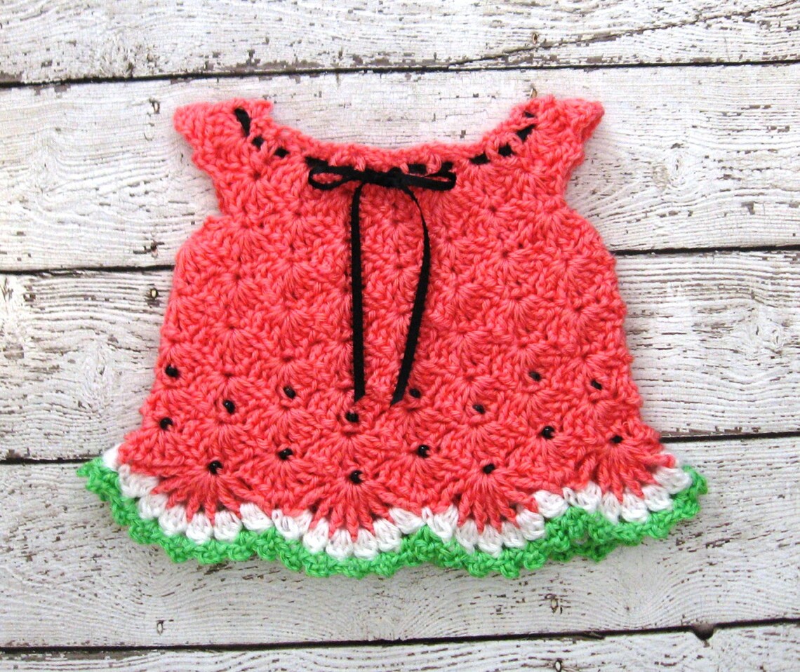 Watermelon Crochet Baby Dress Set Preemie Baby Dress Set Etsy