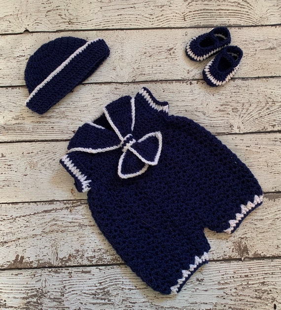 Crochet beb marinero prop beb ni o marinero romper crochet